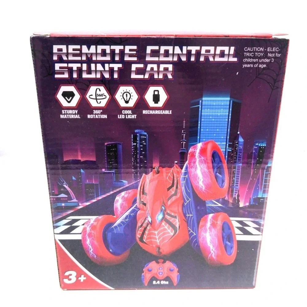 Remote Control Stunt Car 2.4GHz Spider Theme 360 Rotation LED Light Rechargeable